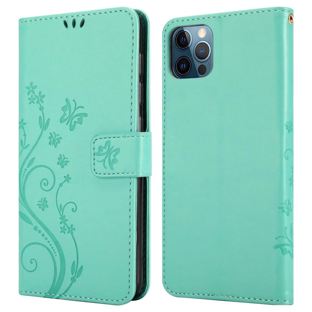 Cadorabo Custodia Compatibile Con Apple Iphone 12 Pro Max (6,7"" Zoll) In Turchese Fiore - Coperchio Protettivo In Design Floreale Con Chiusura Magnetica, Funzione Stand E Slot Per Carte - Foto 8