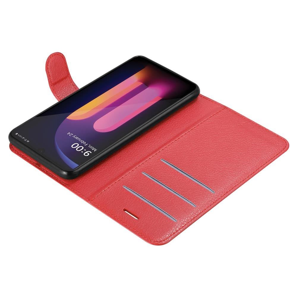 Custodia Compatibile Con Lg V60 Thinq In Rosso Carminio - Coperchio Protettiva Con Chiusura Magnetica, Funzione Stand E Tasca Per Le Carte - Foto 8