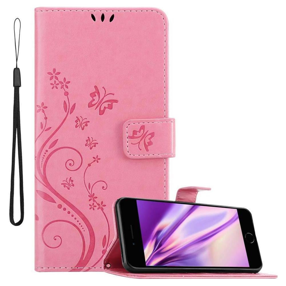 Cadorabo Custodia Compatibile Con Apple Iphone 8 Plus / 7 Plus / 7s Plus In Rosa Fiore - Coperchio Protettivo In Design Floreale Con Chiusura Magnetica, Funzione Stand E Slot Per Carte - Foto 1