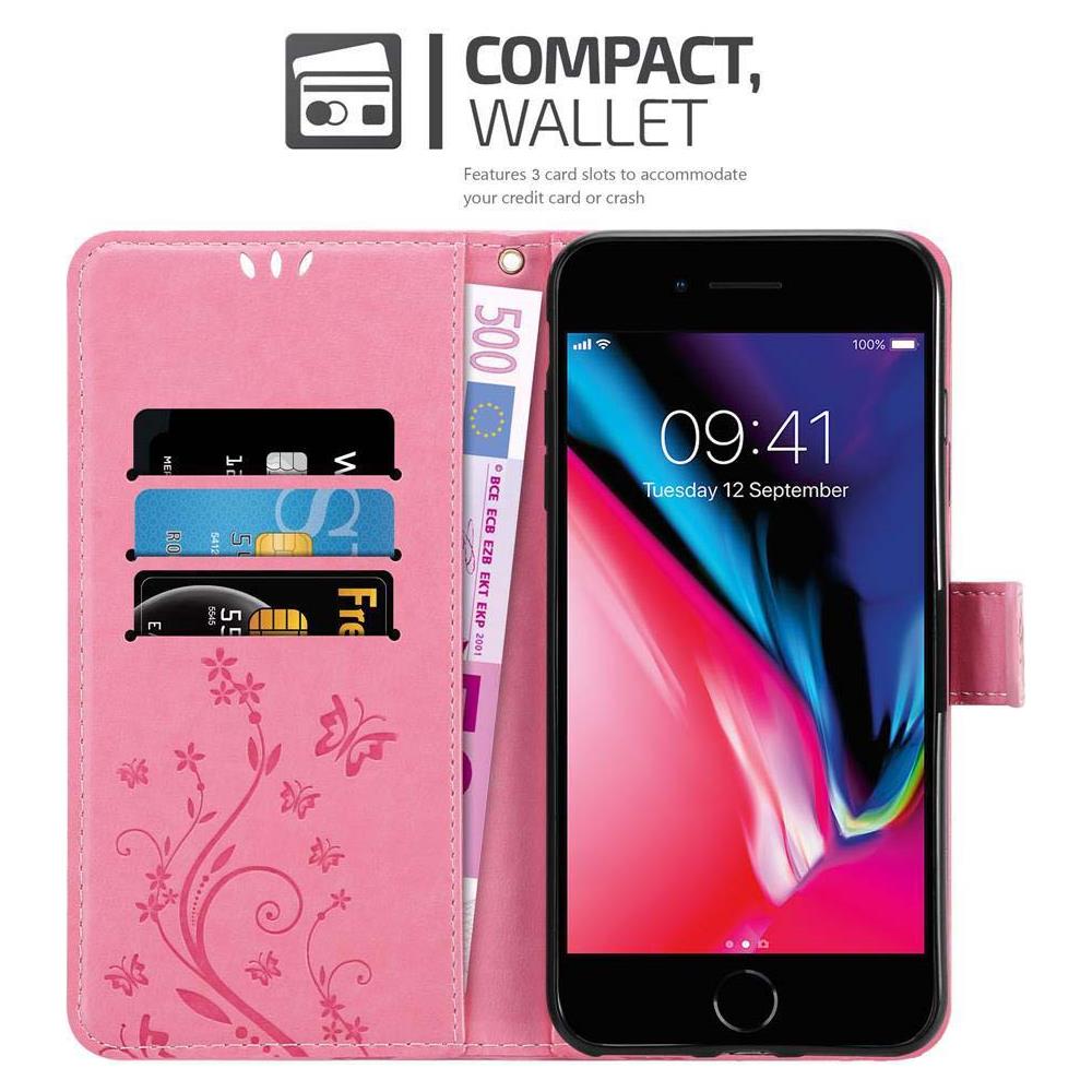Cadorabo Custodia Compatibile Con Apple Iphone 8 Plus / 7 Plus / 7s Plus In Rosa Fiore - Coperchio Protettivo In Design Floreale Con Chiusura Magnetica, Funzione Stand E Slot Per Carte - Foto 2