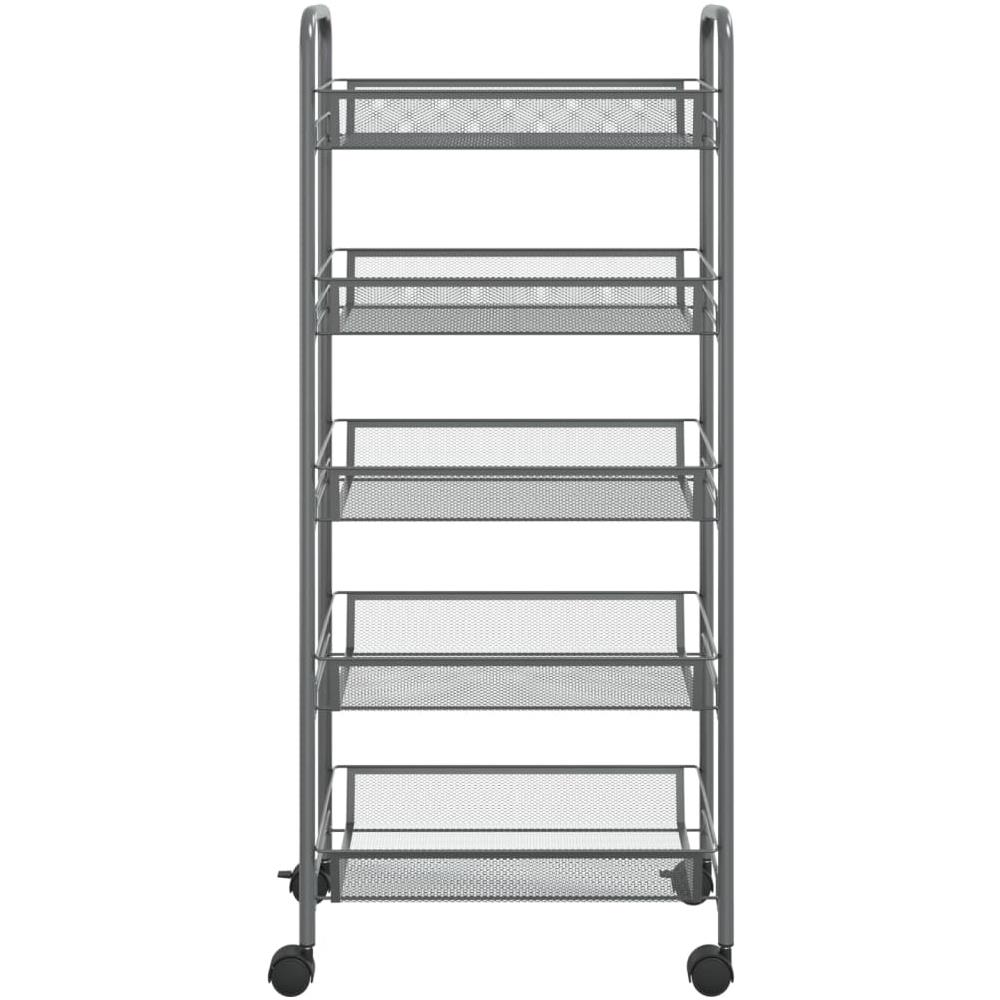 Carrello Da Cucina Con 5 Ripiani Grigio 46x26x105 Cm In Ferro - Foto 5