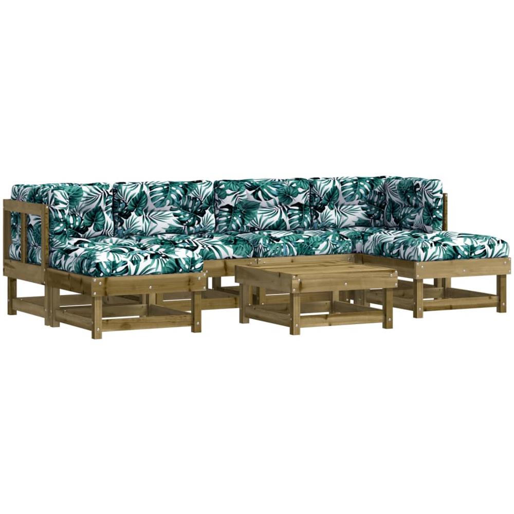 Set Divani Da Giardino 7pz Con Cuscini Legno Impregnato Di Pino - Foto 2