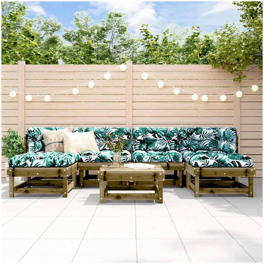Set Divani Da Giardino 7pz Con Cuscini Legno Impregnato Di Pino - Foto 1