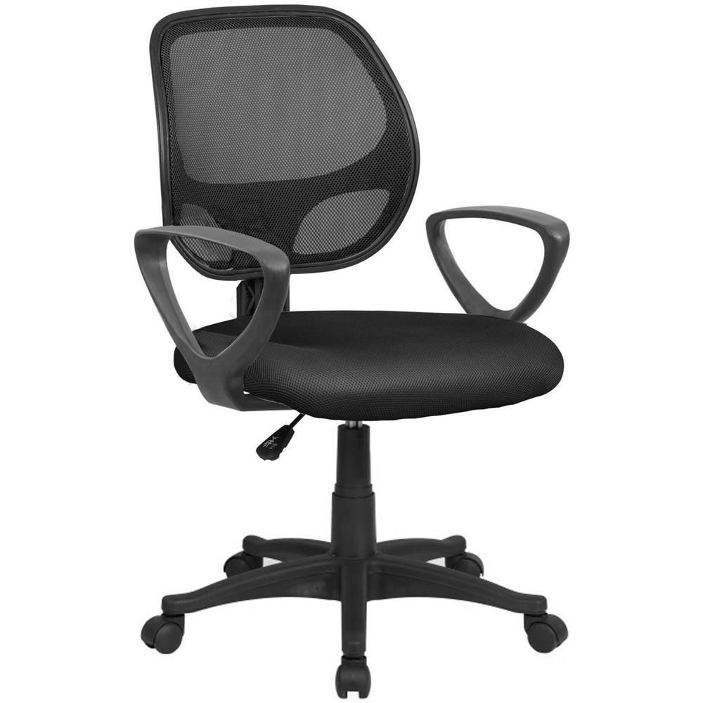 Sedia Da Ufficio Geraldton, Poltrona Operativa A Rete Con Braccioli, Seduta Ergonomica Da Ufficio, 56x57h88/100 Cm, Nero - Foto 1