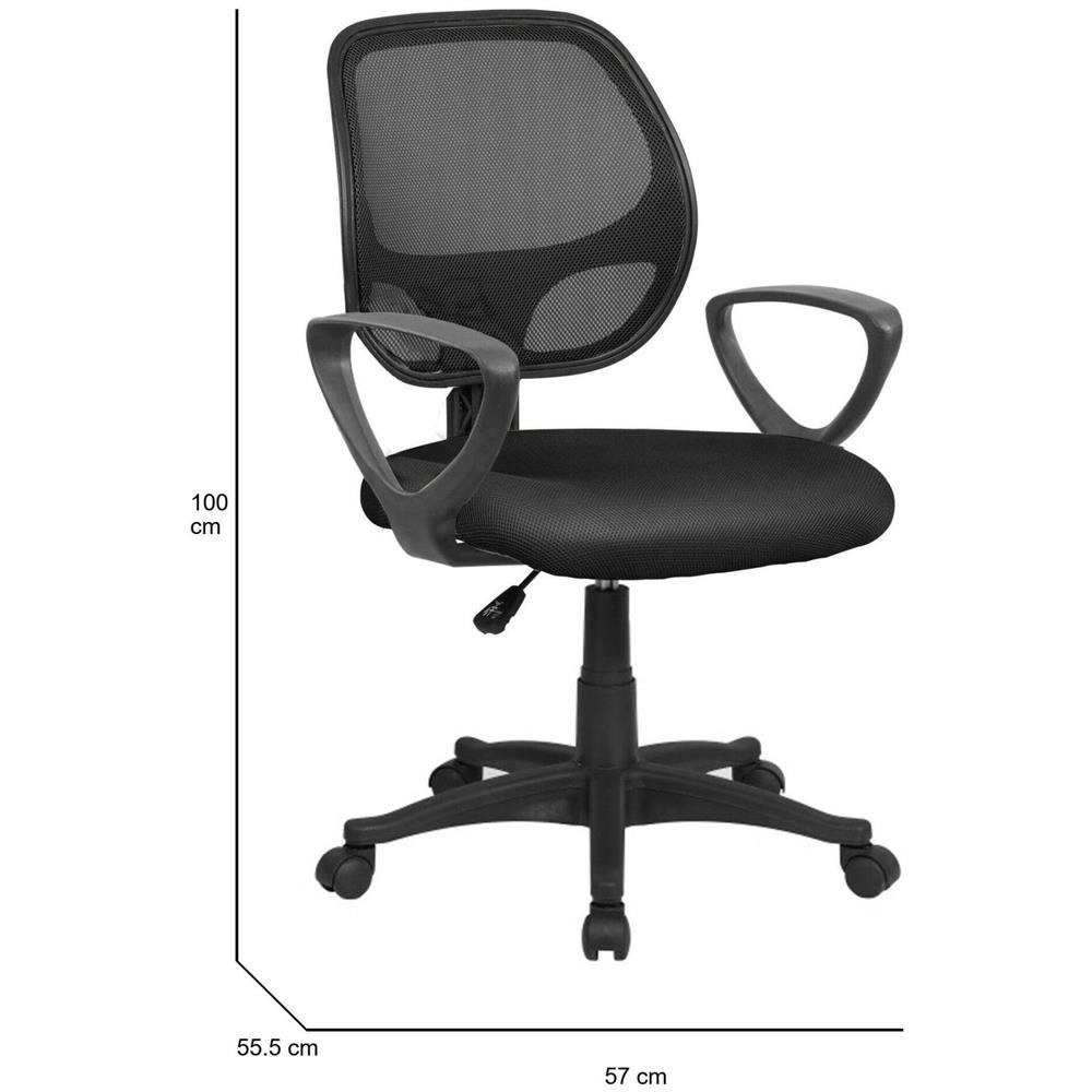 Sedia Da Ufficio Geraldton, Poltrona Operativa A Rete Con Braccioli, Seduta Ergonomica Da Ufficio, 56x57h88/100 Cm, Nero - Foto 2