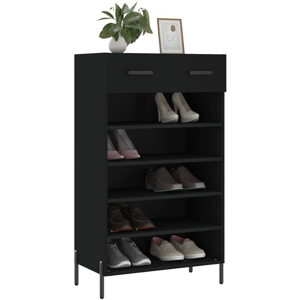 Scarpiera Nera 60x35x105 Cm In Legno Multistrato - Foto 3