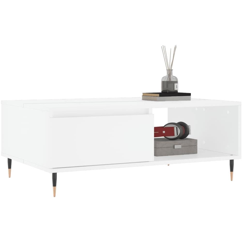 Tavolino Da Salotto Bianco 90x60x35 Cm In Legno Multistrato - Foto 3