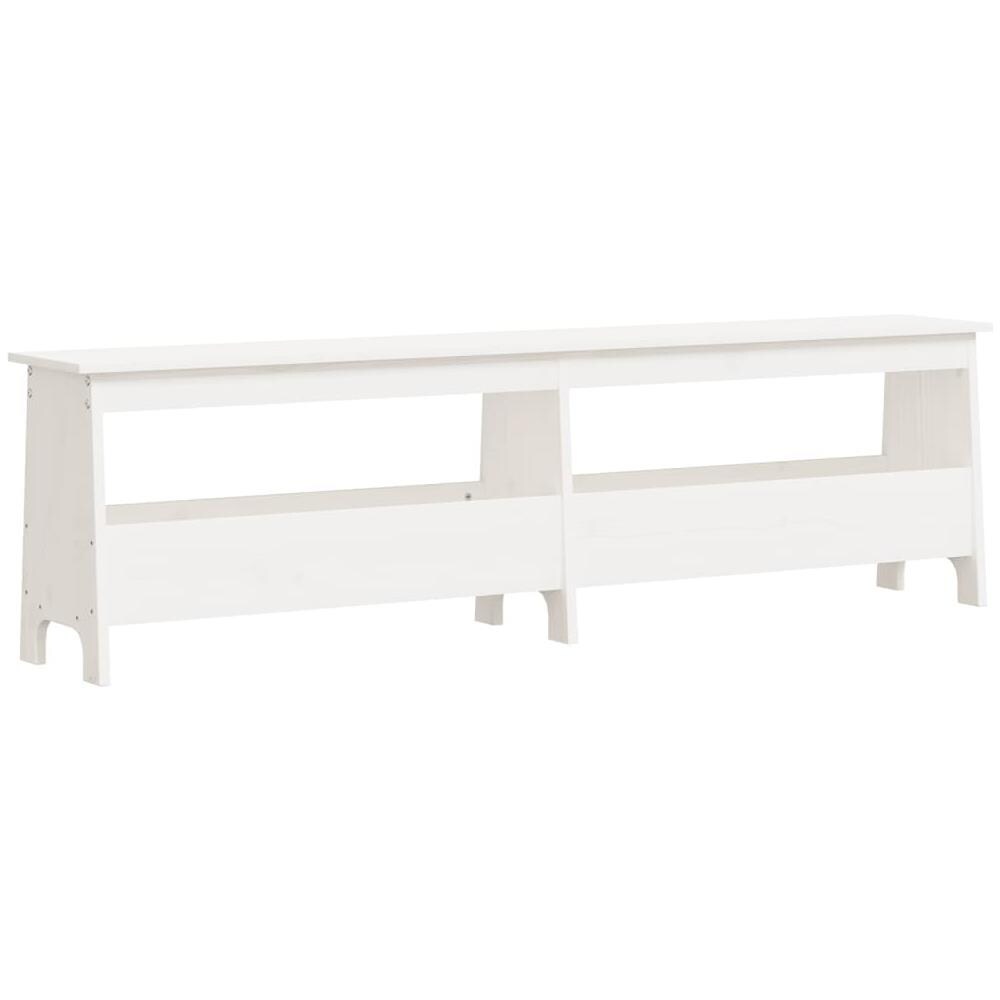 Panca Da Ingresso Bianca 160x28x45 Cm In Legno Massello Di Pino - Foto 2