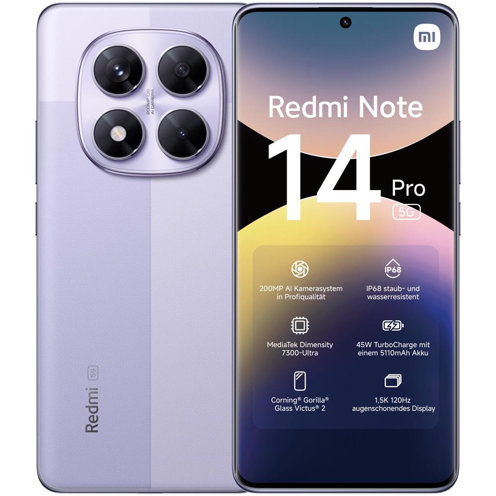 Redmi Note 14 Pro 5G 256GB 8GB Ram Display 6.67" Doppia SIM USB tipo-C 5110 mAh Phantom Purple - Foto 1