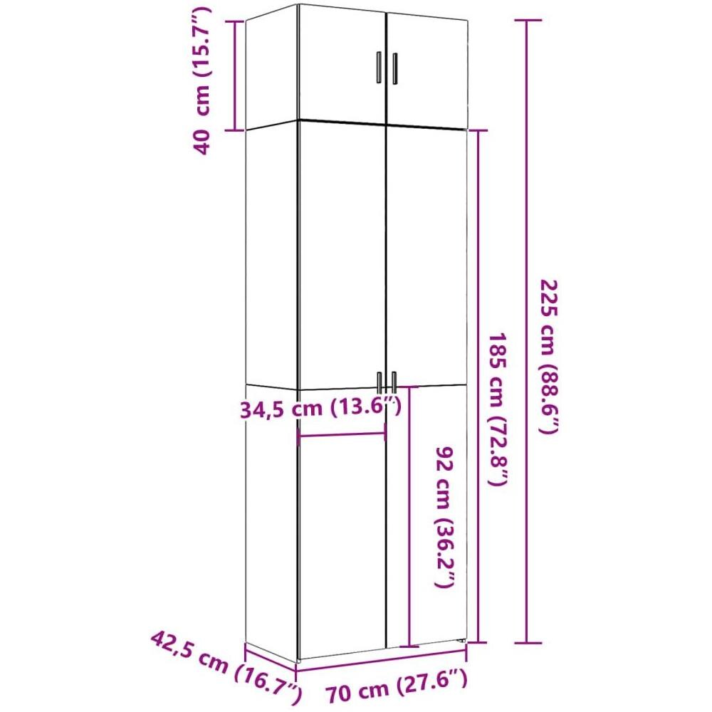 Mobile Portaoggetti Bianco 70x42,5x225 cm in Truciolato - Foto 10