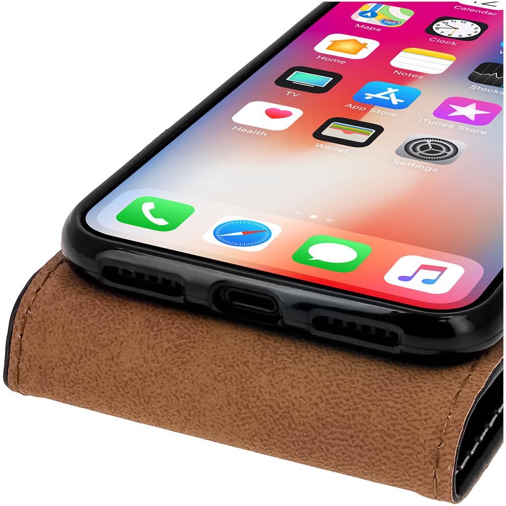 Custodia Per Apple Iphone X / Xs Con Apertura Verticale E Vani Portatessere Nera - Foto 9