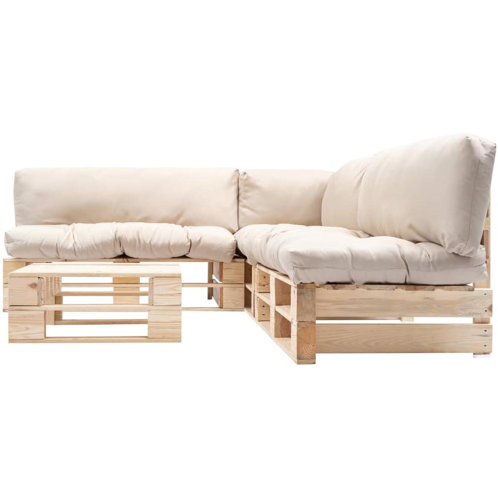 Set Divani Da Giardino Pallet 4pz Con Cuscini Sabbia Legno Fsc - Foto 2