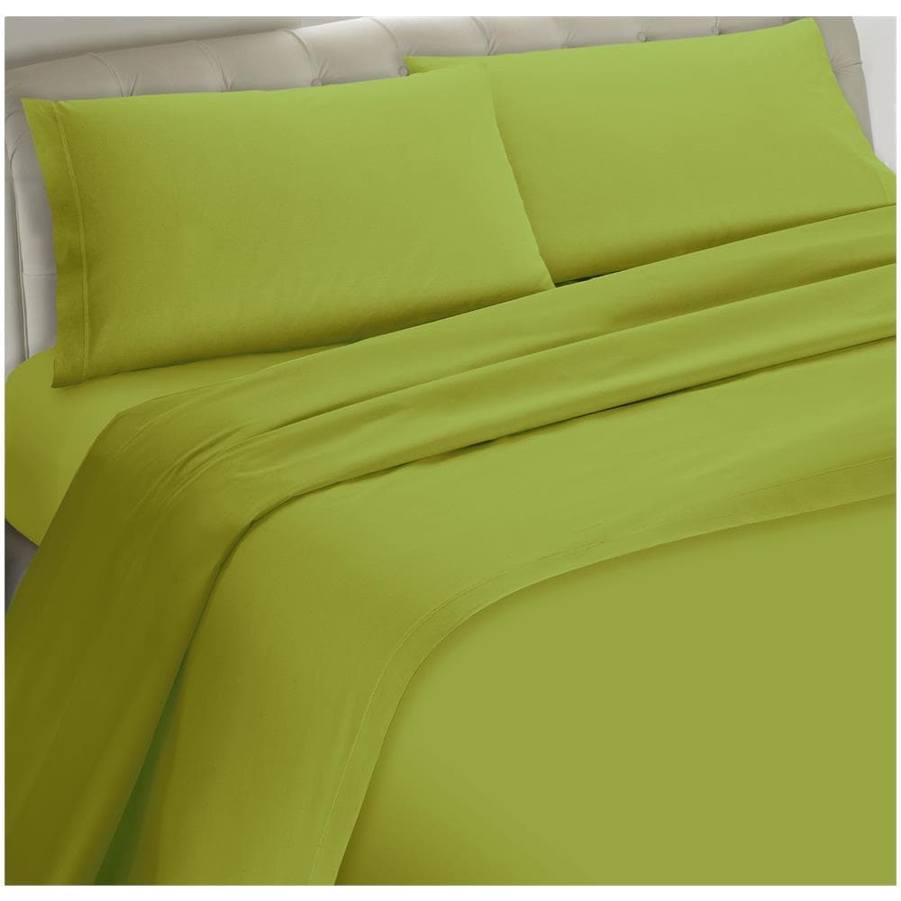Set Completo Lenzuola 100% Microfibra - Francese, Lenzuolo Sopra 200 X 290 Cm, Lenzuolo Sotto 130/140 X 190/200 X 25 Cm, 2 Federe 52 X 82 Cm - Verde - Foto 1