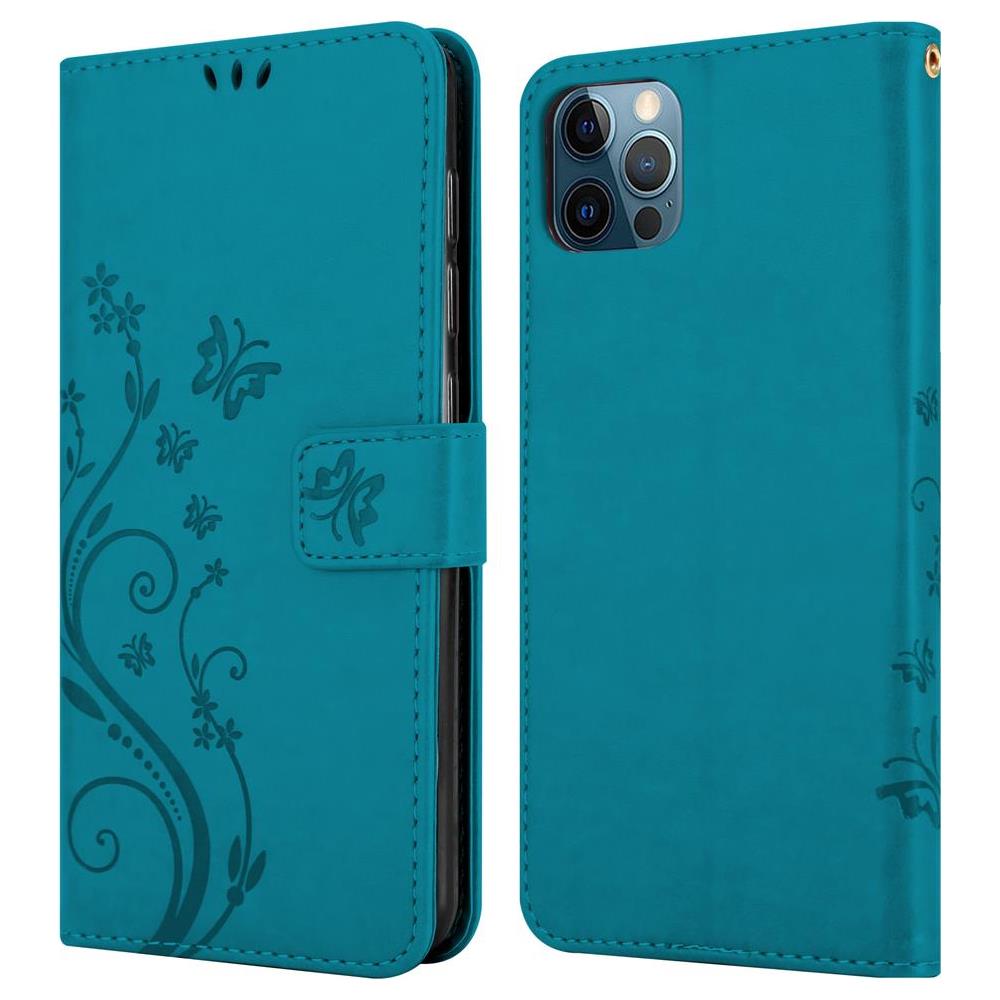 Custodia Compatibile Con Apple Iphone 12 Pro Max (6,7"" Zoll) In Blu Fiore - Coperchio Protettivo In Design Floreale Con Chiusura Magnetica, Funzione Stand E Slot Per Carte - Foto 8