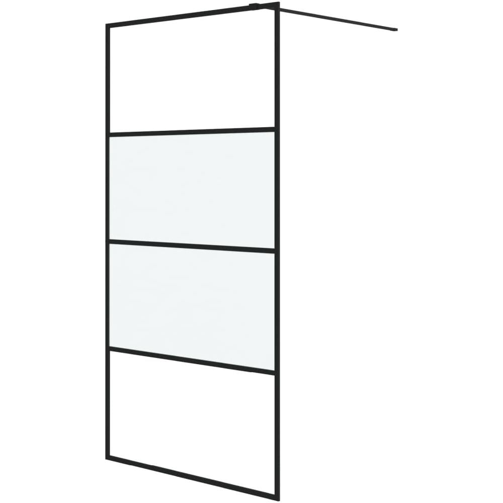 Parete Doccia Walk In Nera 100x195cm Vetro Semi Smerigliato Esg - Foto 2