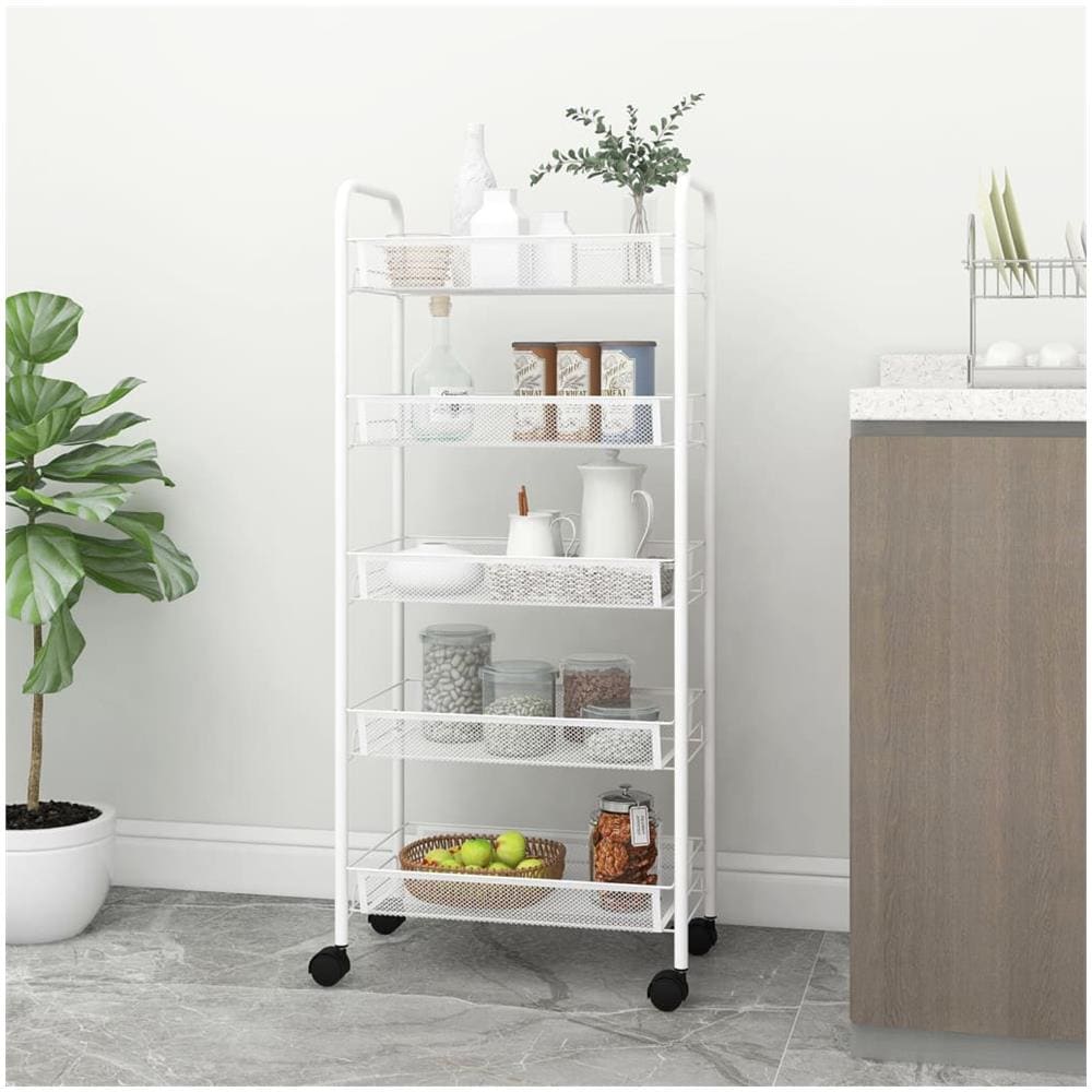 Carrello Da Cucina Con 5 Ripiani Bianco 46x26x105 Cm In Ferro - Foto 1