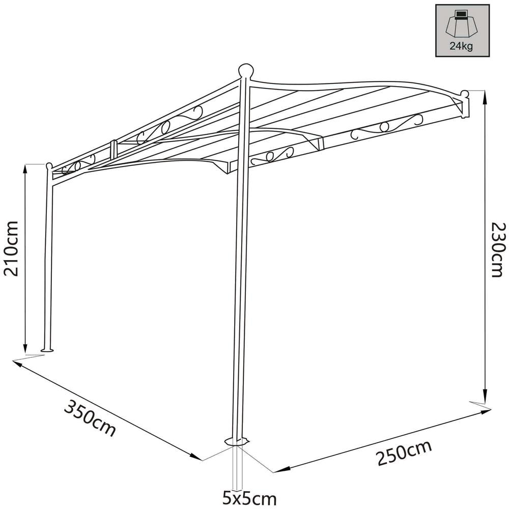 Pegasus - Pergola Onda Da Giardino Addossata In Acciaio 3,5 X 2,5 M - Foto 2