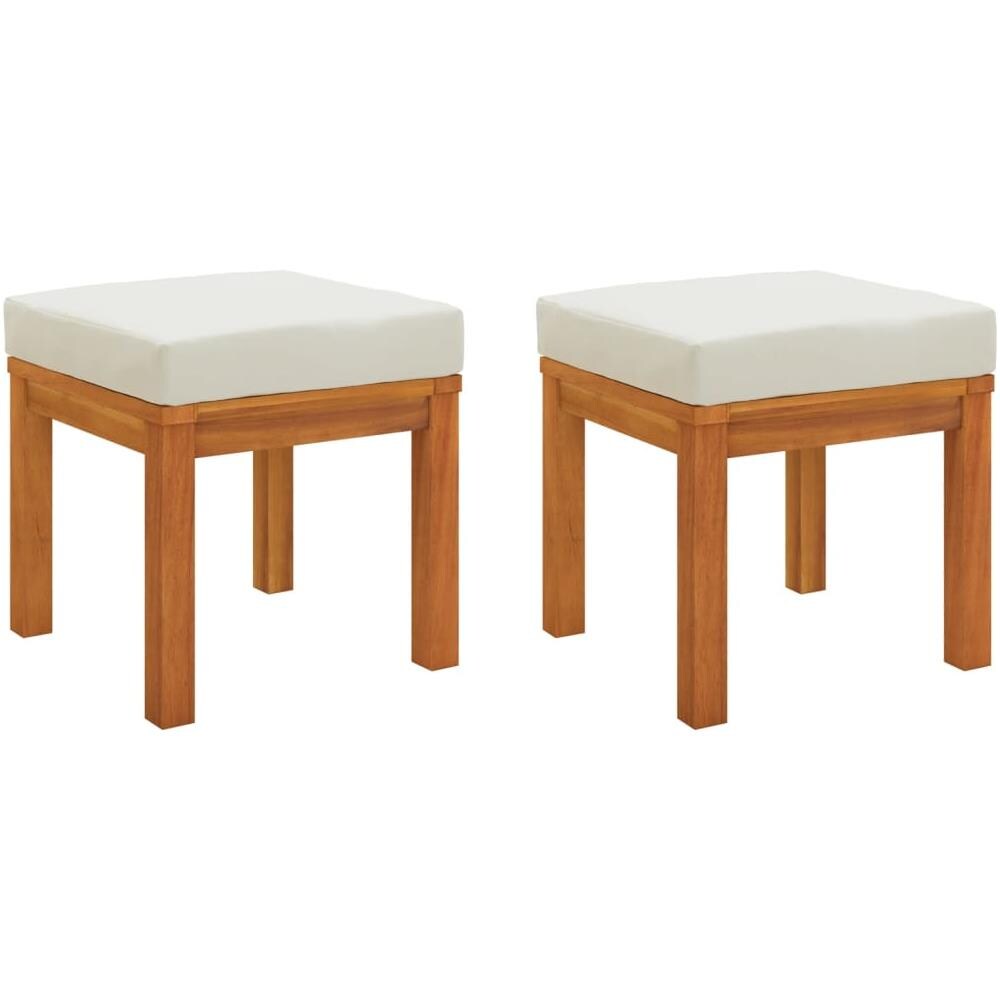 Sgabelli Da Giardino Con Cuscini 2pz 40x40x42cm Massello Acacia - Foto 2