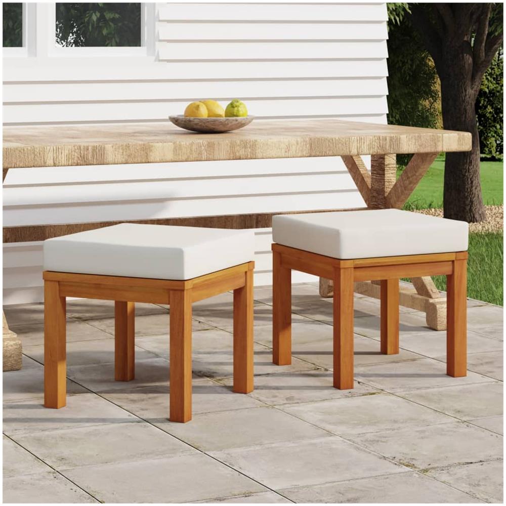 Sgabelli Da Giardino Con Cuscini 2pz 40x40x42cm Massello Acacia - Foto 1