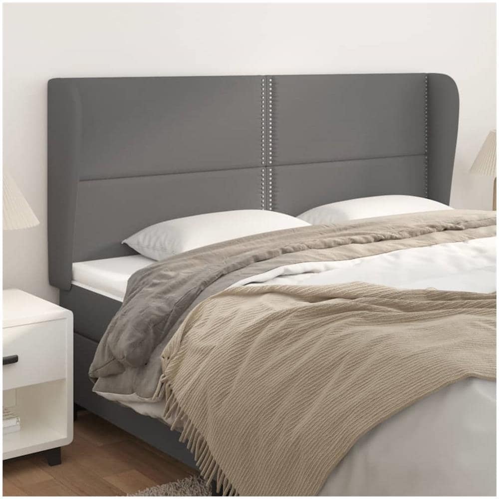 Testiera Ad Orecchio Grigio 183x23x118/128cm In Similpelle - Foto 1