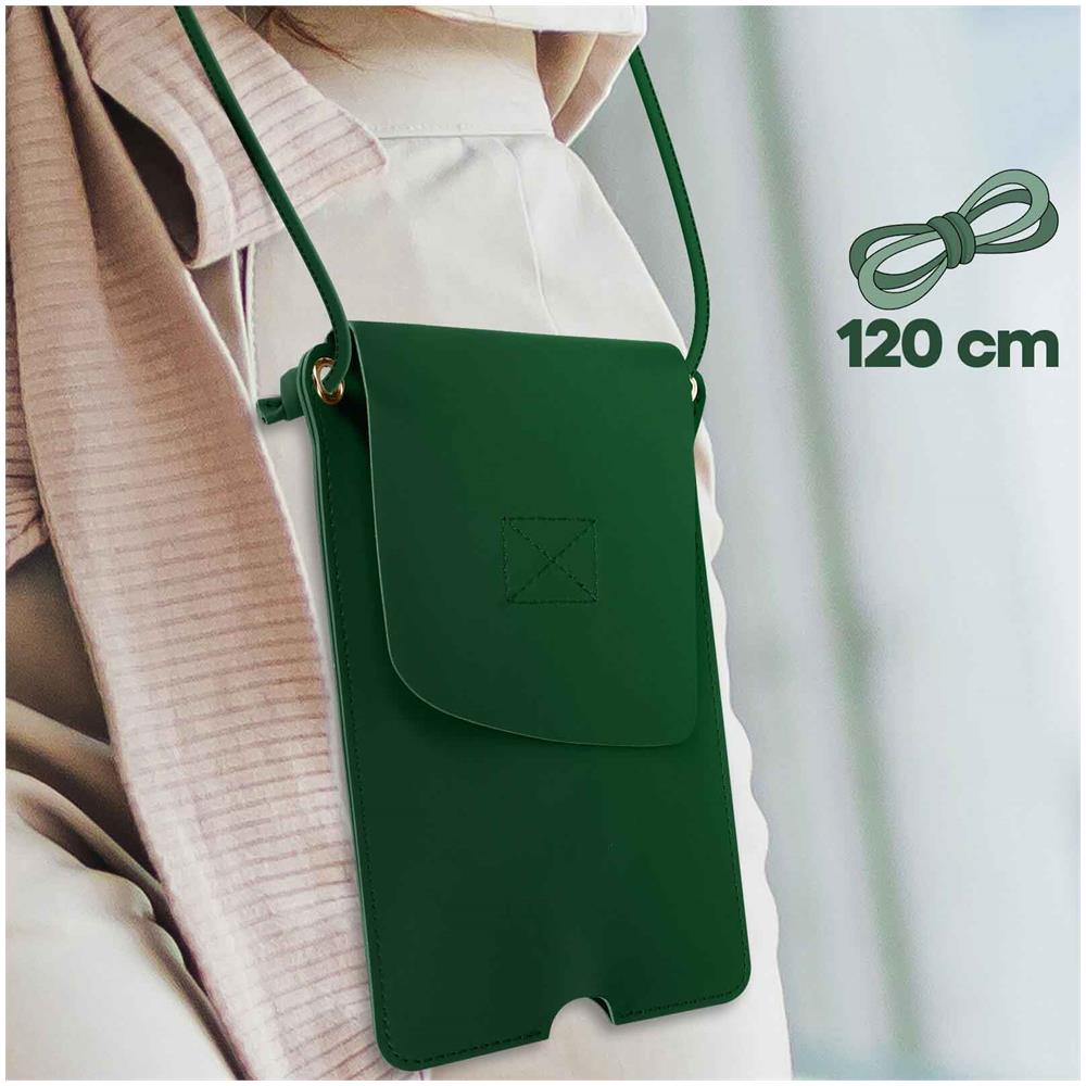 Borsetta A Tracolla Per Smartphone Con Portacarte In Similpelle Verde Scuro - Foto 2