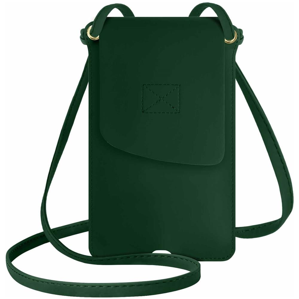 Borsetta A Tracolla Per Smartphone Con Portacarte In Similpelle Verde Scuro - Foto 5