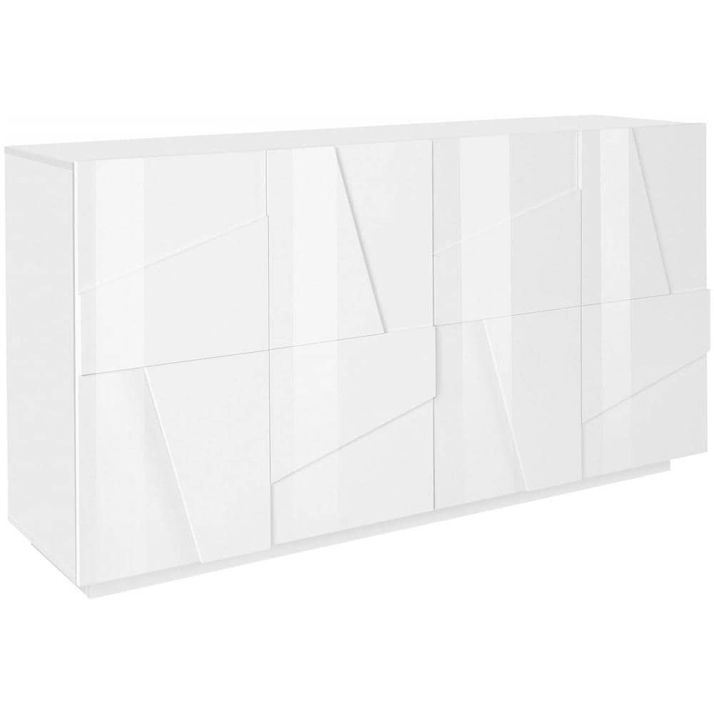 Credenza Noel, Madia Da Cucina A 4 Ante, Buffet Da Soggiorno, 100% Made In Italy, Cm 162x44h86, Bianco Lucido - Foto 2
