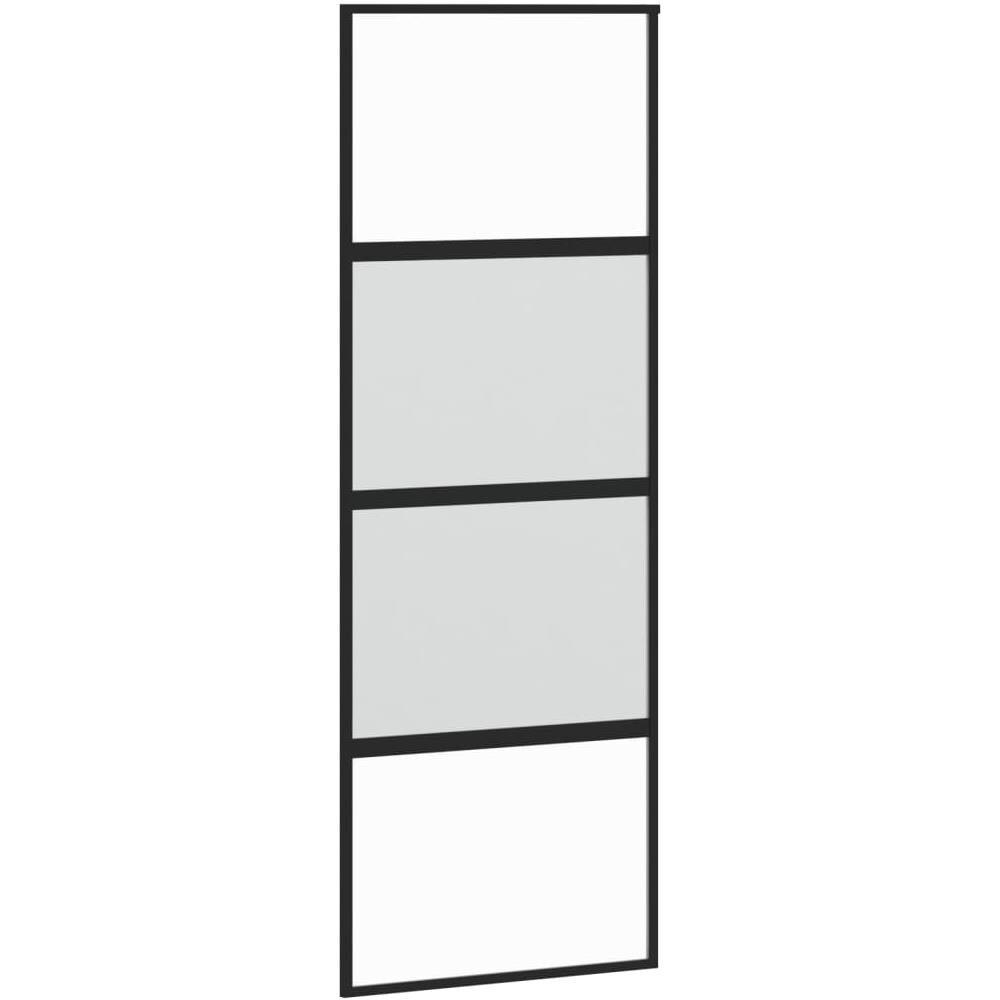 Porta Scorrevole Nera 76x205 Cm In Vetro Temperato E Alluminio - Foto 2