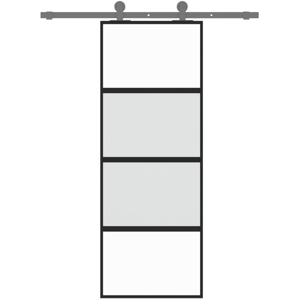 Porta Scorrevole Nera 76x205 Cm In Vetro Temperato E Alluminio - Foto 3