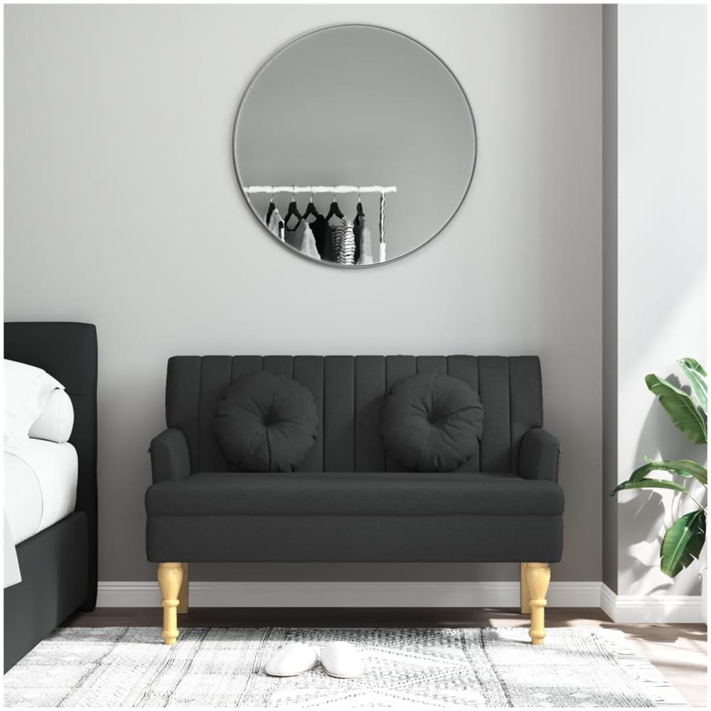 Panca Con Cuscini Nera 113x64,5x75,5 Cm In Tessuto - Foto 1