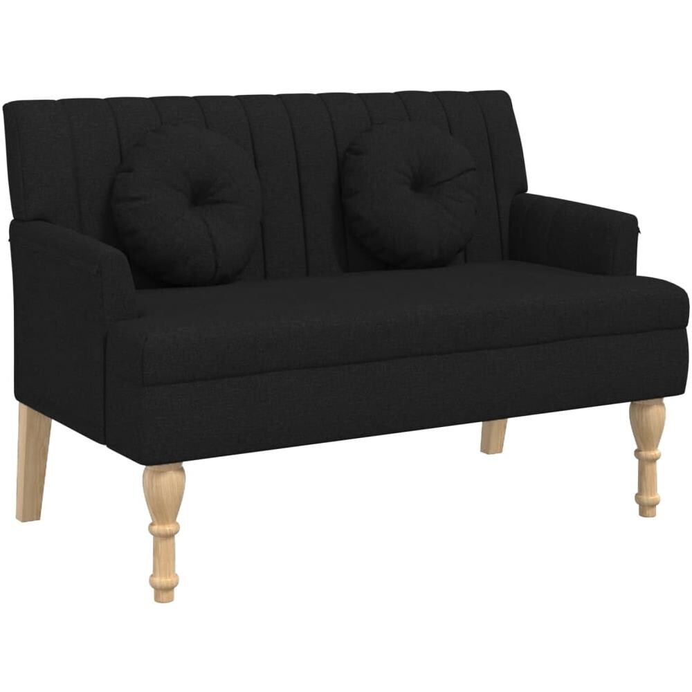Panca Con Cuscini Nera 113x64,5x75,5 Cm In Tessuto - Foto 2