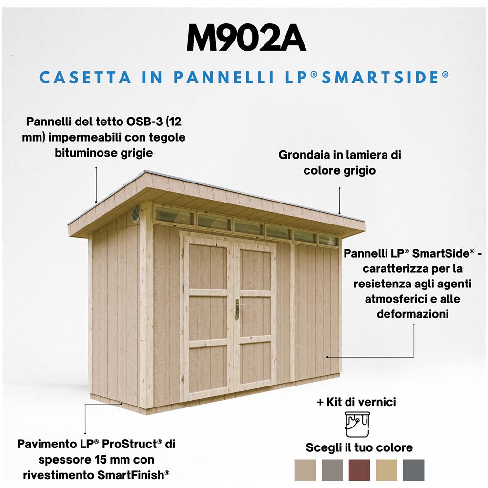 Casetta da giardino con pannelli in legno Lp Smartside 4,3 m2 con pavimento e piastrelle bituminose - L161 x 294 x 239 cm - M902a - Rosso sequoia - Foto 2