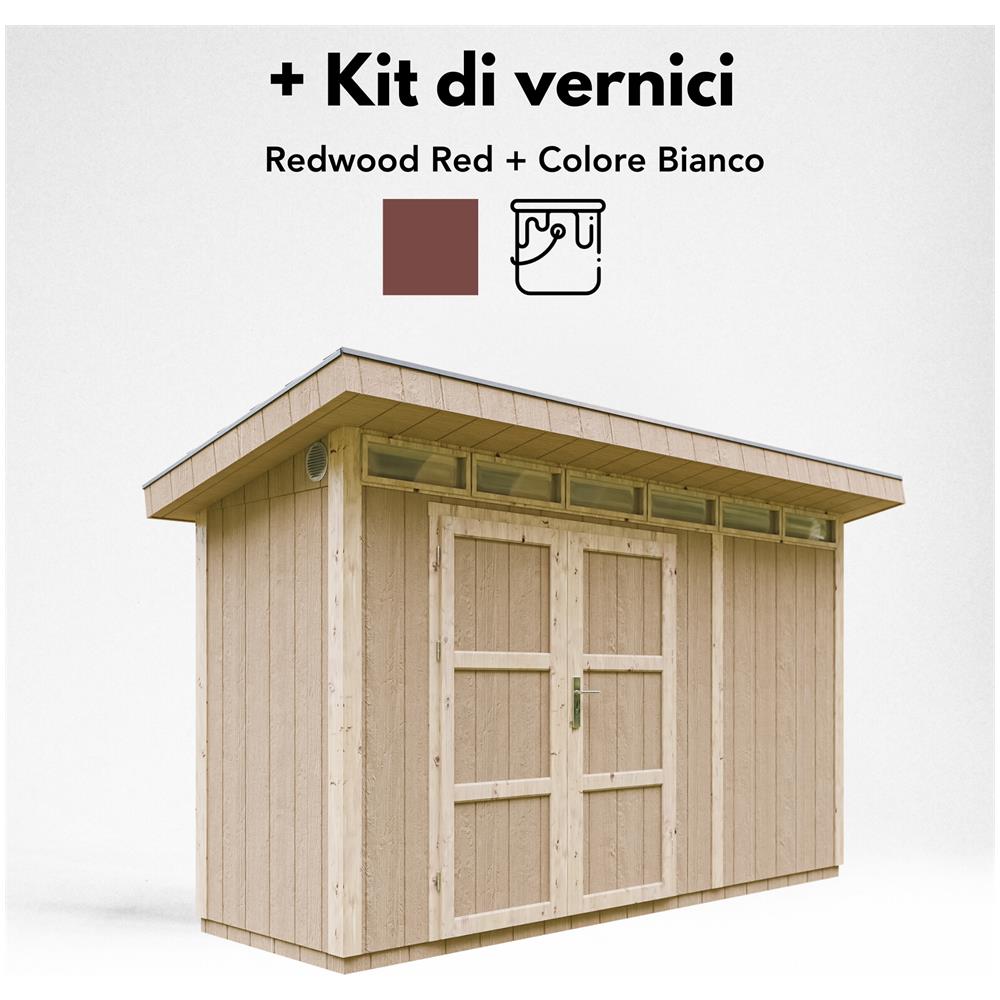 Casetta da giardino con pannelli in legno Lp Smartside 4,3 m2 con pavimento e piastrelle bituminose - L161 x 294 x 239 cm - M902a - Rosso sequoia - Foto 8