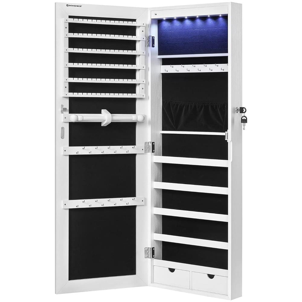 ARMADIETTO PORTAGIOIE CON SPECCHIO JJC99WT da parete con interno in velluto bianco - Foto 1