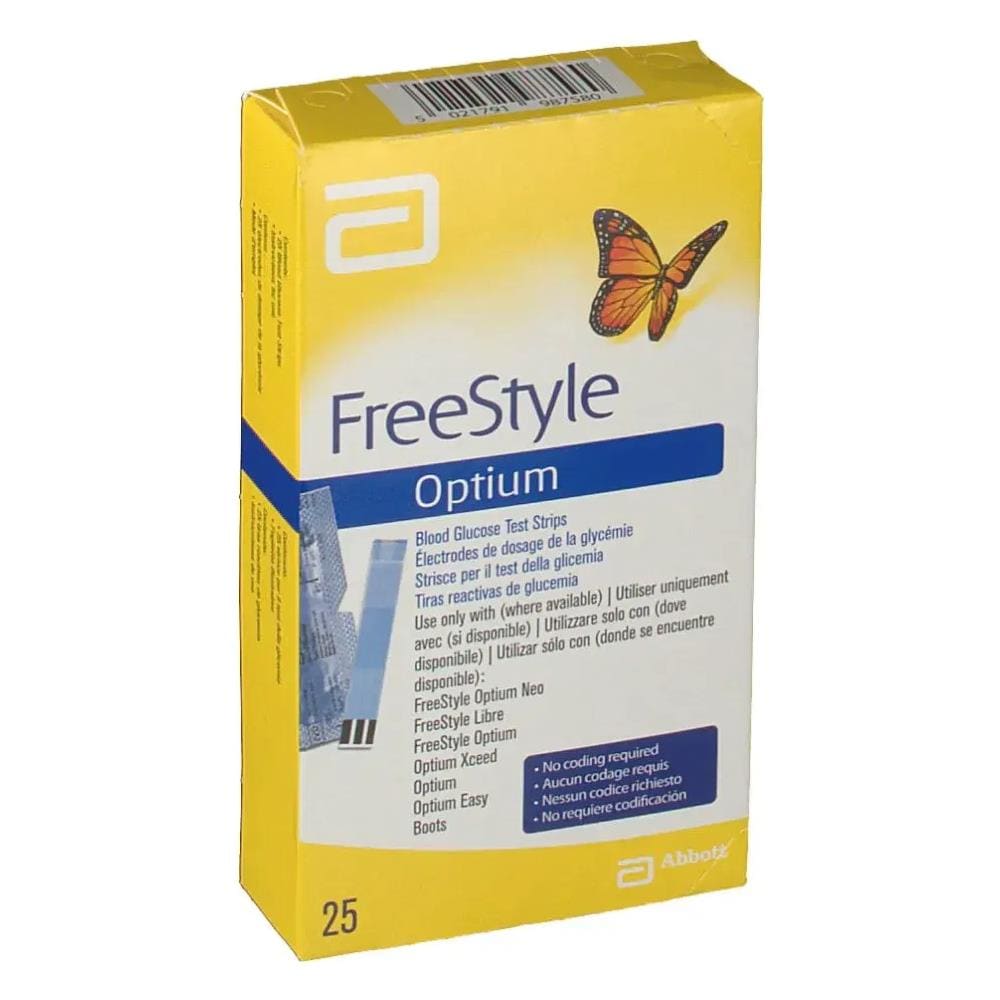 Strisce Misurazione Glicemia Freestyle Optium Test Strips 25 Pezzi - Foto 1