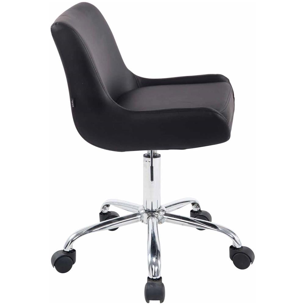 Sedia Sgabello da Lavoro con Ruote Club in Similpelle - Sedia Lavoro Studio Ambulatorio Estetista Regolabile e Girevole a 360° Nero - Foto 3