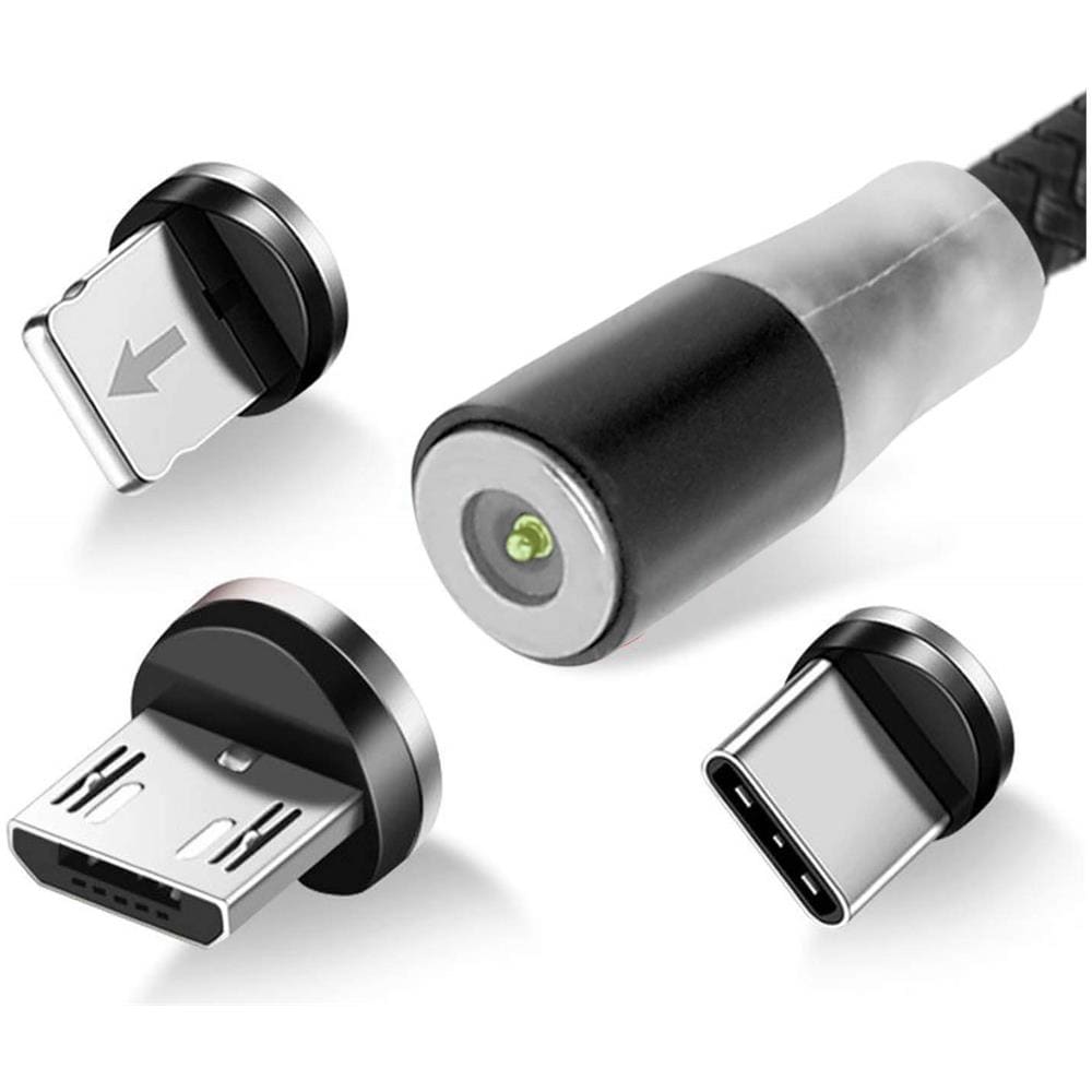 Cavo Da Usb A Lightning, Carica Da Usb-c E Micro-usb E Synchro 2.4a 1.2m Nero - Foto 1