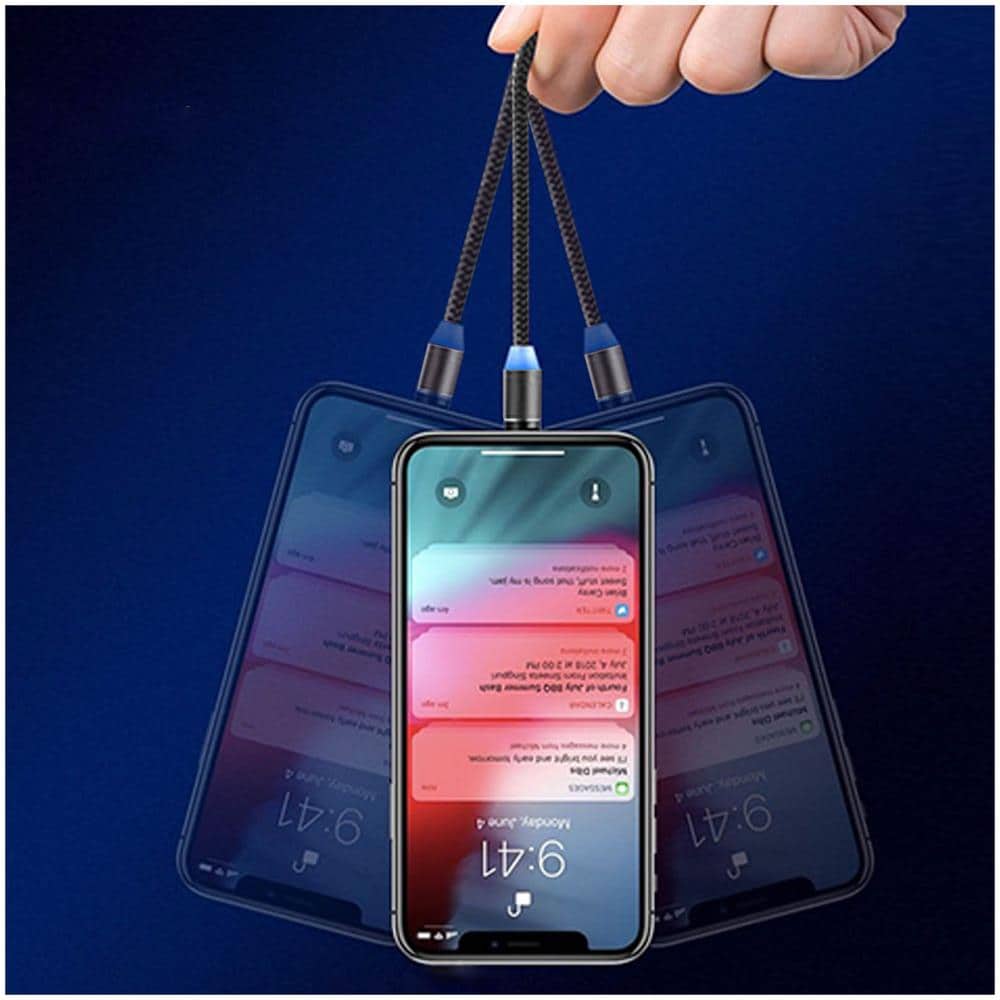 Cavo Da Usb A Lightning, Carica Da Usb-c E Micro-usb E Synchro 2.4a 1.2m Nero - Foto 5