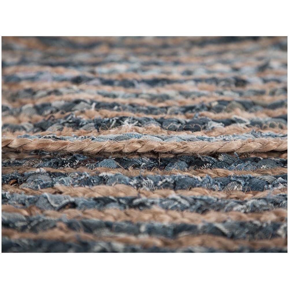 Tappeto Tondo In Iuta E Cotone Blu / beige Ø 120 Cm Maslak - Foto 8