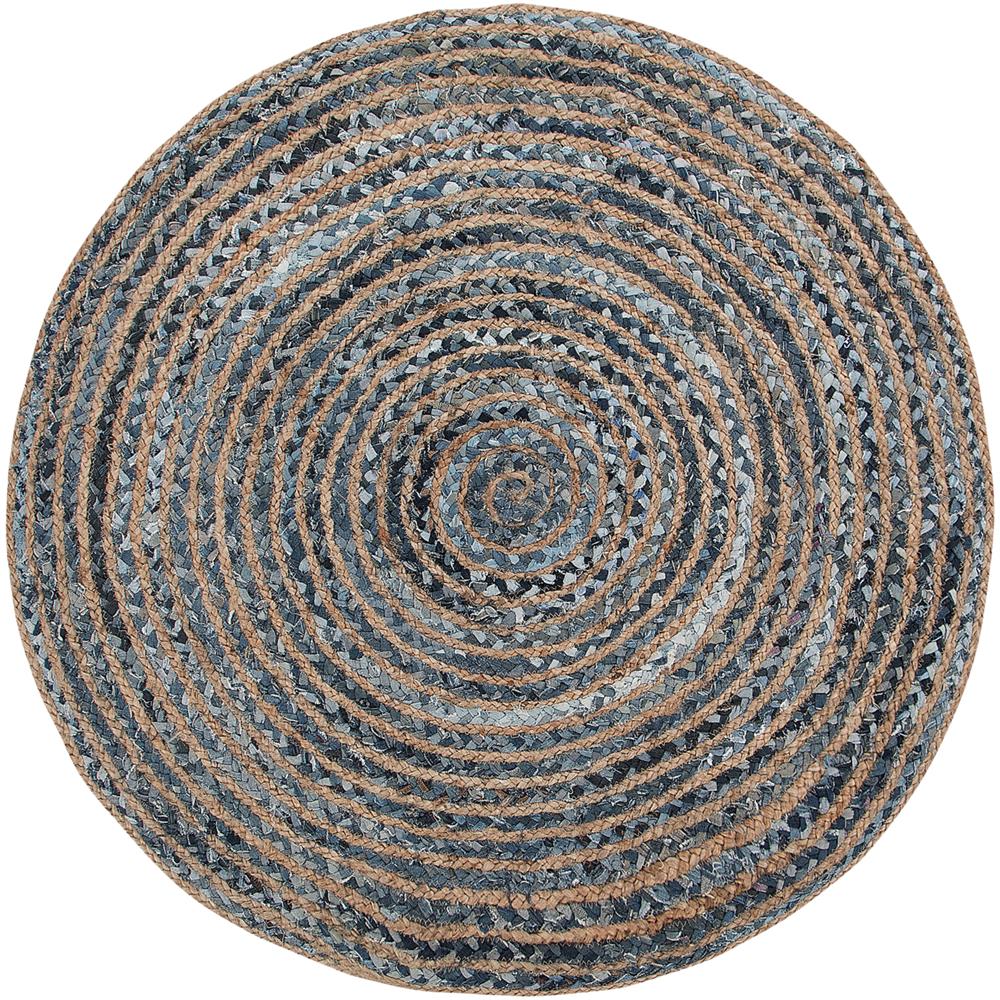 Tappeto Tondo In Iuta E Cotone Blu / beige Ø 120 Cm Maslak - Foto 1