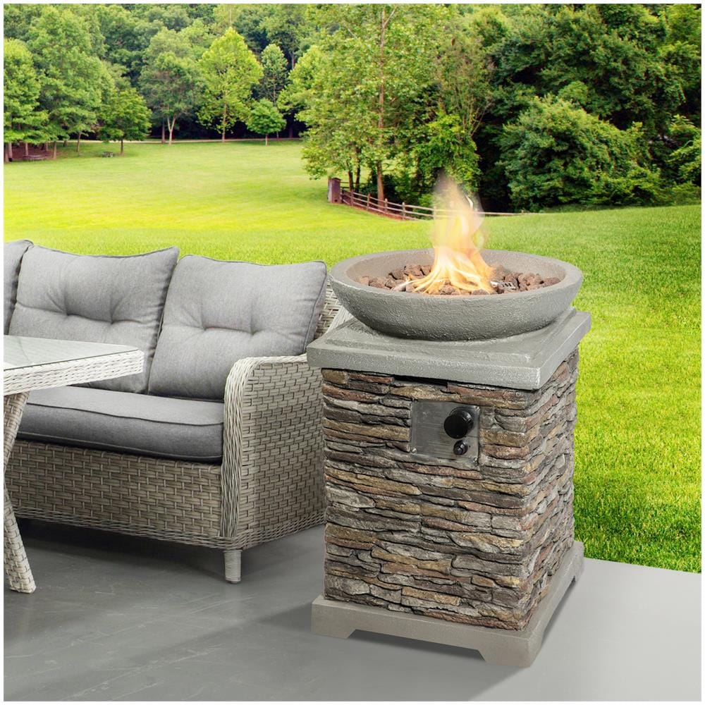 Peaktop - Braciere Da Esterno, Rotondo Cemento, A Gas Propano Hf36501aa Eu 91 5cm X 91 5cm X 38cm 0816780028697