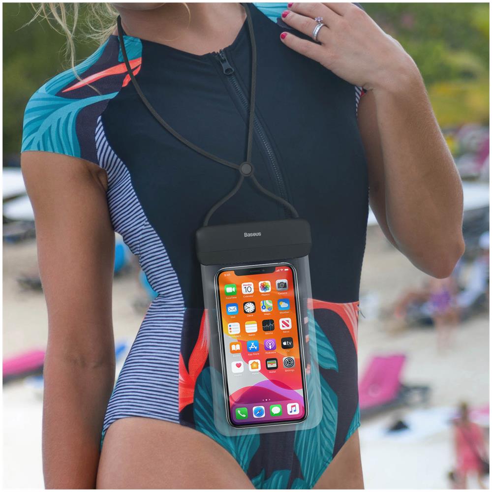 Custodia Impermeabile Smartphone Fino A 7,2 Pollici Touch Let's Go Baseus Nero - Foto 5