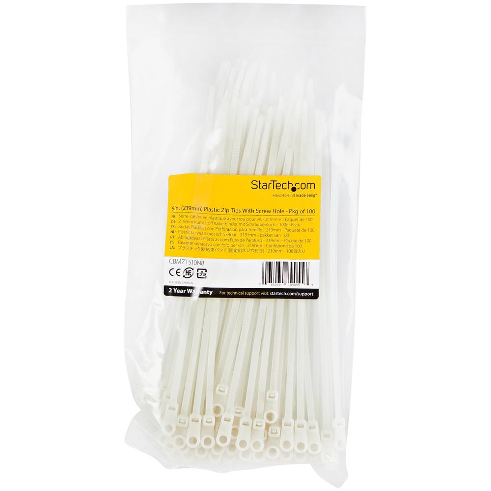 Fascette fermacavo da 20 cm con foro di montaggio - 4 mm di larghezza, 52 mm di diametro del fascio, 22 kg di resistenza alla trazione, Fascette di Nylon 66 autobloccanti con foro per le viti, Certificazione UL, confezione da 100 - Foto 6