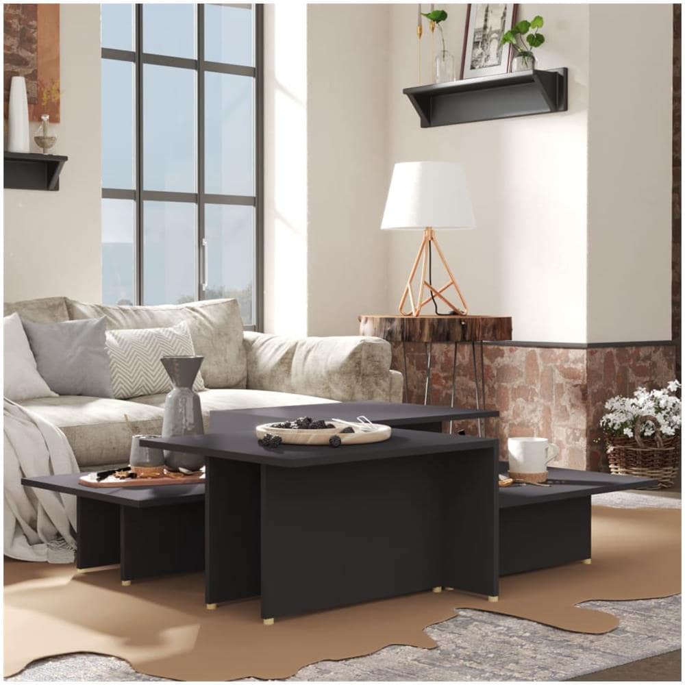 Tavolini da Salotto 2 pz Grigi 111,5x50x33 cm Legno Multistrato - Foto 1