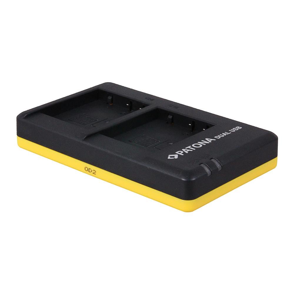 Caricabatterie Dual con Micro-USB per Panasonic DMC-GF6 Interno Colore Nero / Giallo - Foto 4