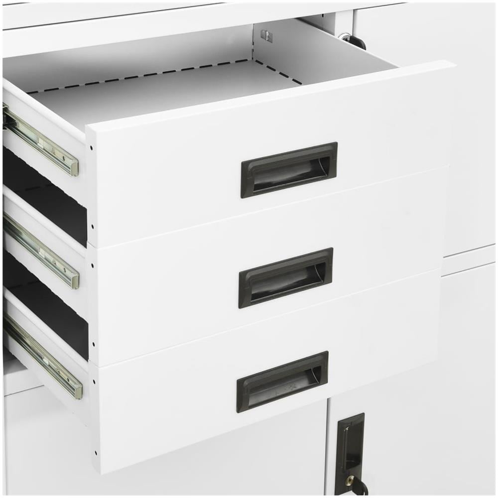 Armadio Per Ufficio Bianco 90x40x180 Cm In Acciaio - Foto 2