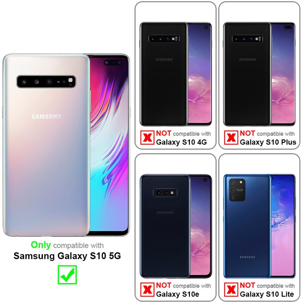 Custodia Compatibile Con Samsung Galaxy S10 5g In Blu Scuro Nero - Coperchio Protettiva Con Chiusura Magnetica, Funzione Stand E Tasca Per Le Carte - Foto 2