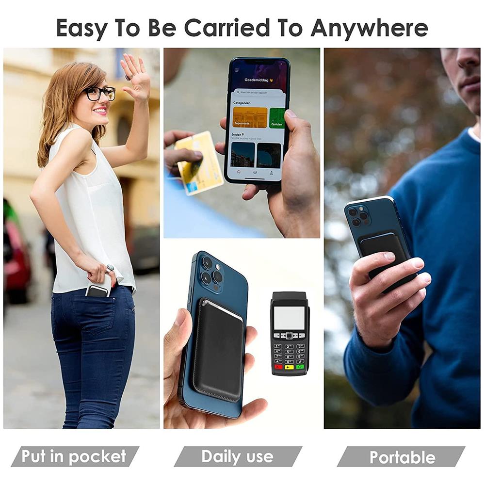 Porta Carte Magnetico Per Iphone Serie 12/13 In Pelle Pu Nero - Foto 2