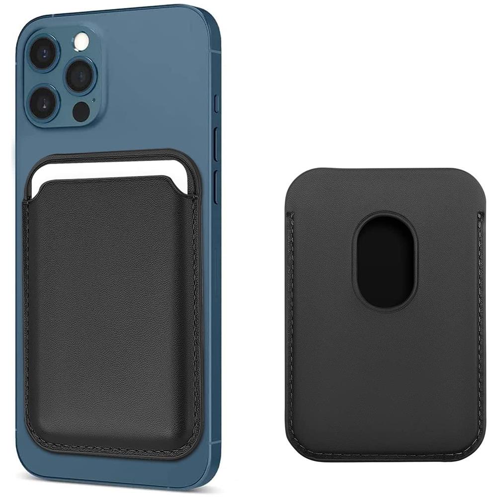 Porta Carte Magnetico Per Iphone Serie 12/13 In Pelle Pu Nero - Foto 1