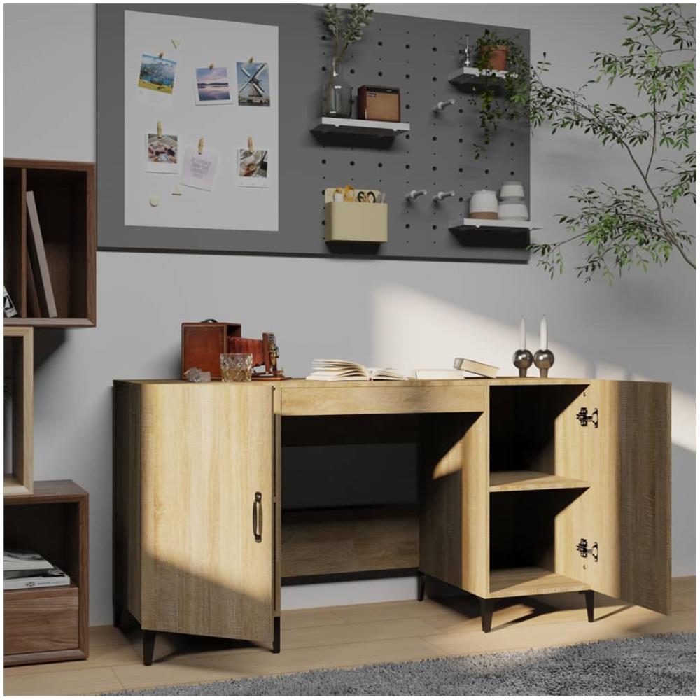 Scrivania Rovere Sonoma 140x50x75 Cm In Legno Multistrato - Foto 3